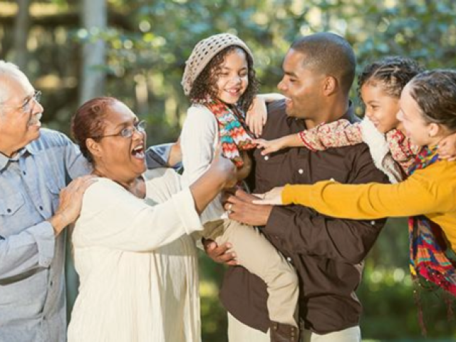 A smiling extended family